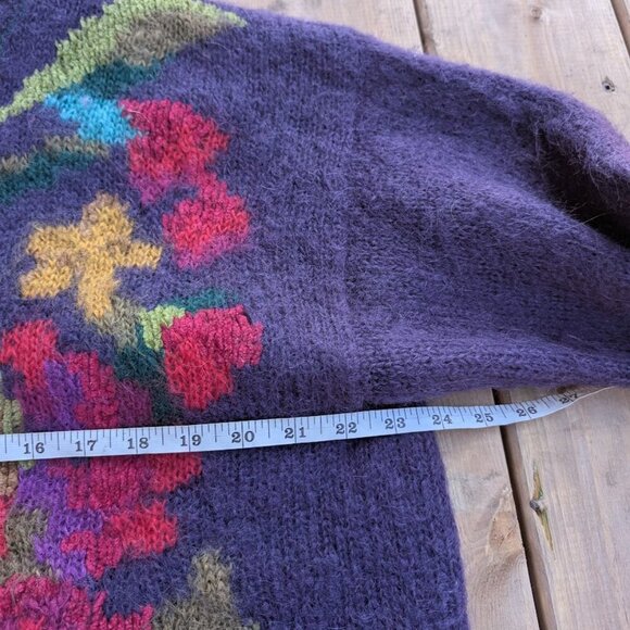 Vintage 1993 Susan Bristol Mohair Blend Floral Pattern Cardigan Size Large - Picture 9 of 11
